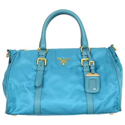 prada tessuto bowling bag turquoise|Tessuto handbag Prada Turquoise in Synthetic .